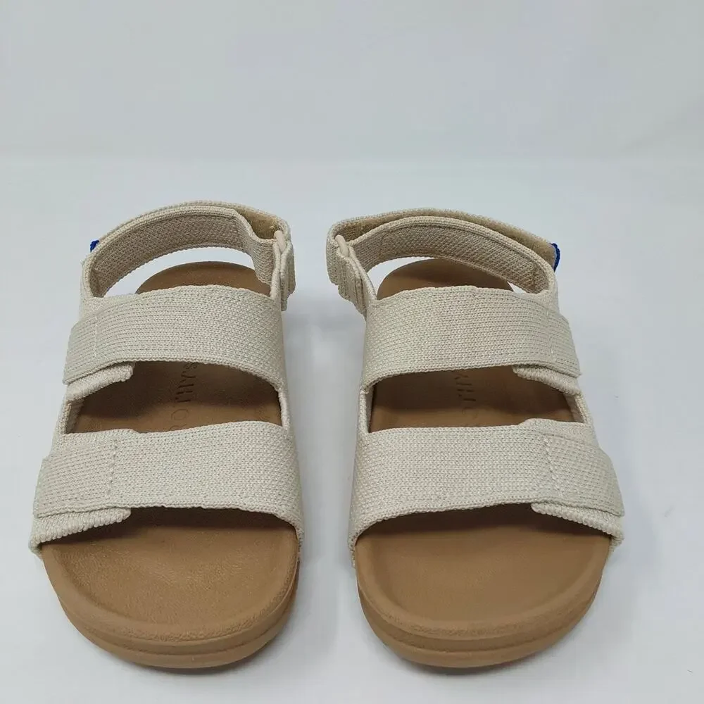 Rothy's Kids Double Strap Sandal Conch Beige Knit US Kids 10 EU 27 NIB